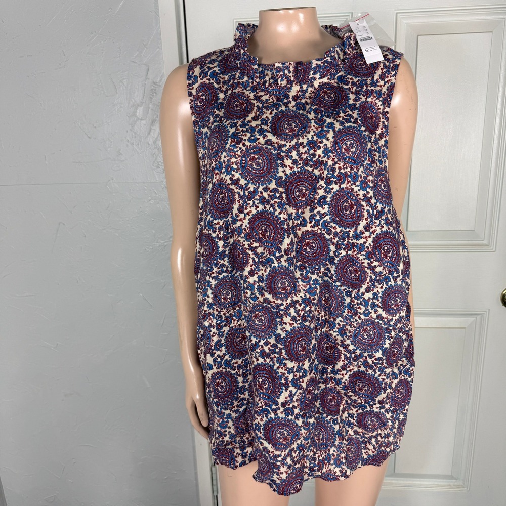 NEW J. Crew Women's Shirt 3X Floral Fleur Top BP777 Linen Sleeveless Floral CC1